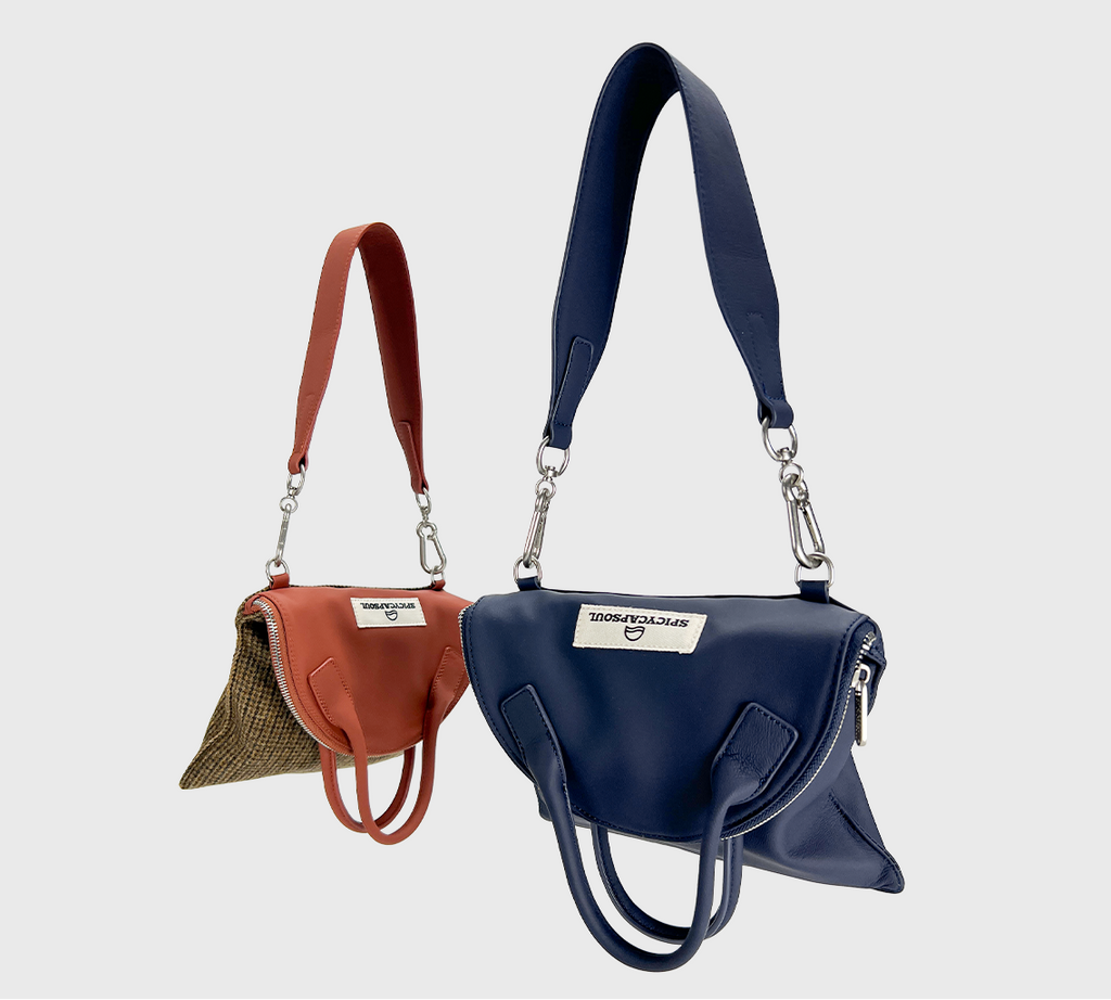 Lambskin & Wool Tweed Folded Bag - Brussels Blue