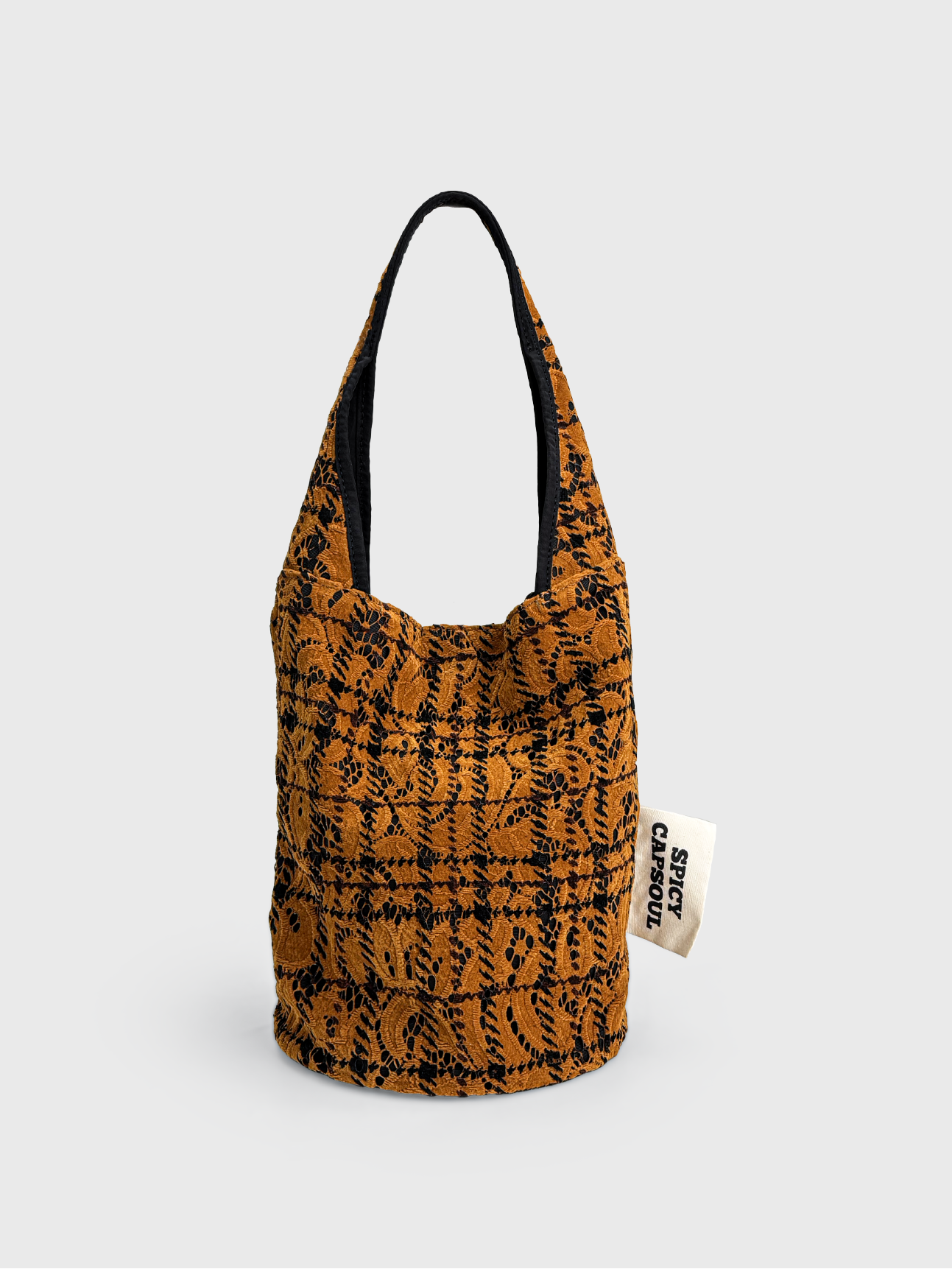 Verdant Patch Textured Small Bucket Tote -PURP