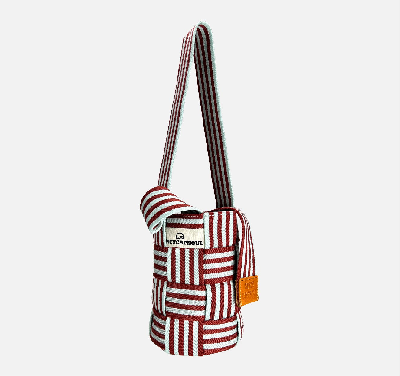 Geometric Webbing Mini Tote - Coral Stripe