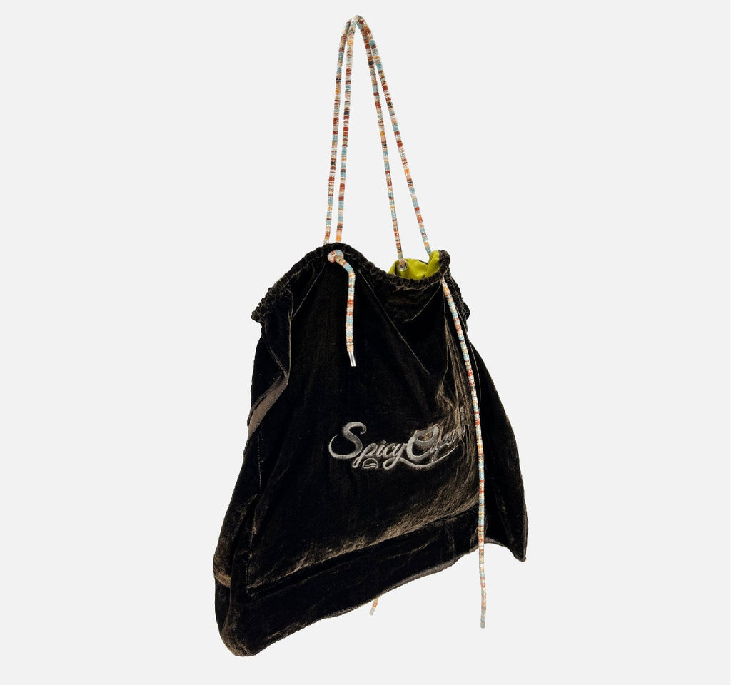 Artisanal Silk Velvet Slouchy Tote - Emerald Lagoon