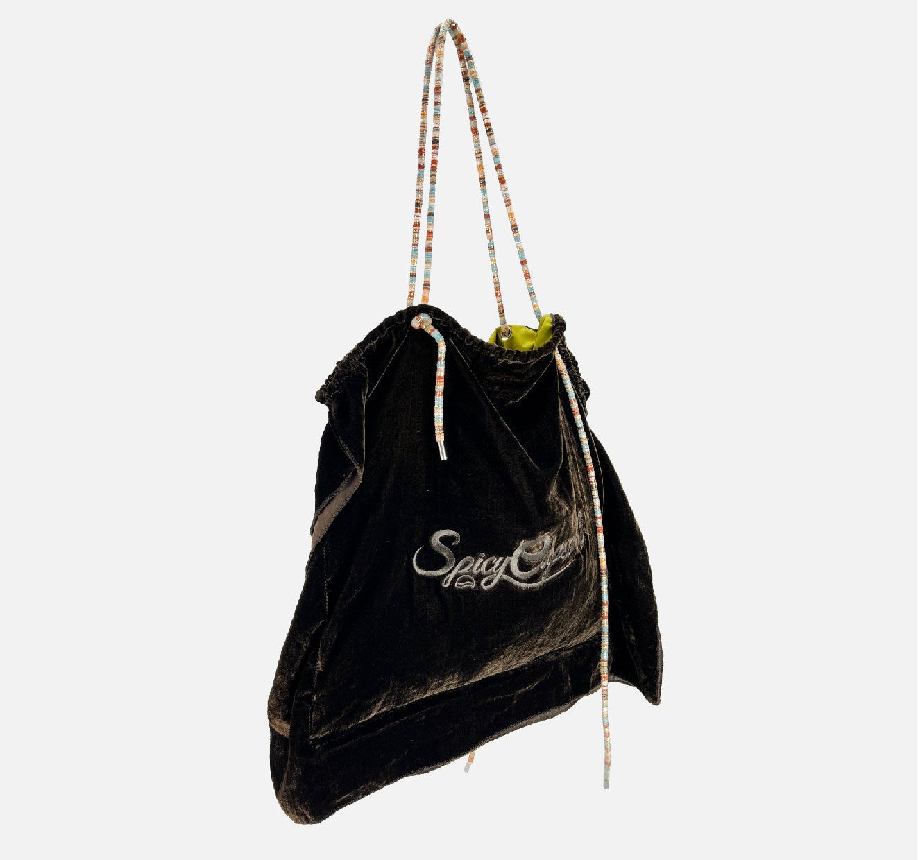 Artisanal Silk Velvet Slouchy Tote - Emerald Lagoon