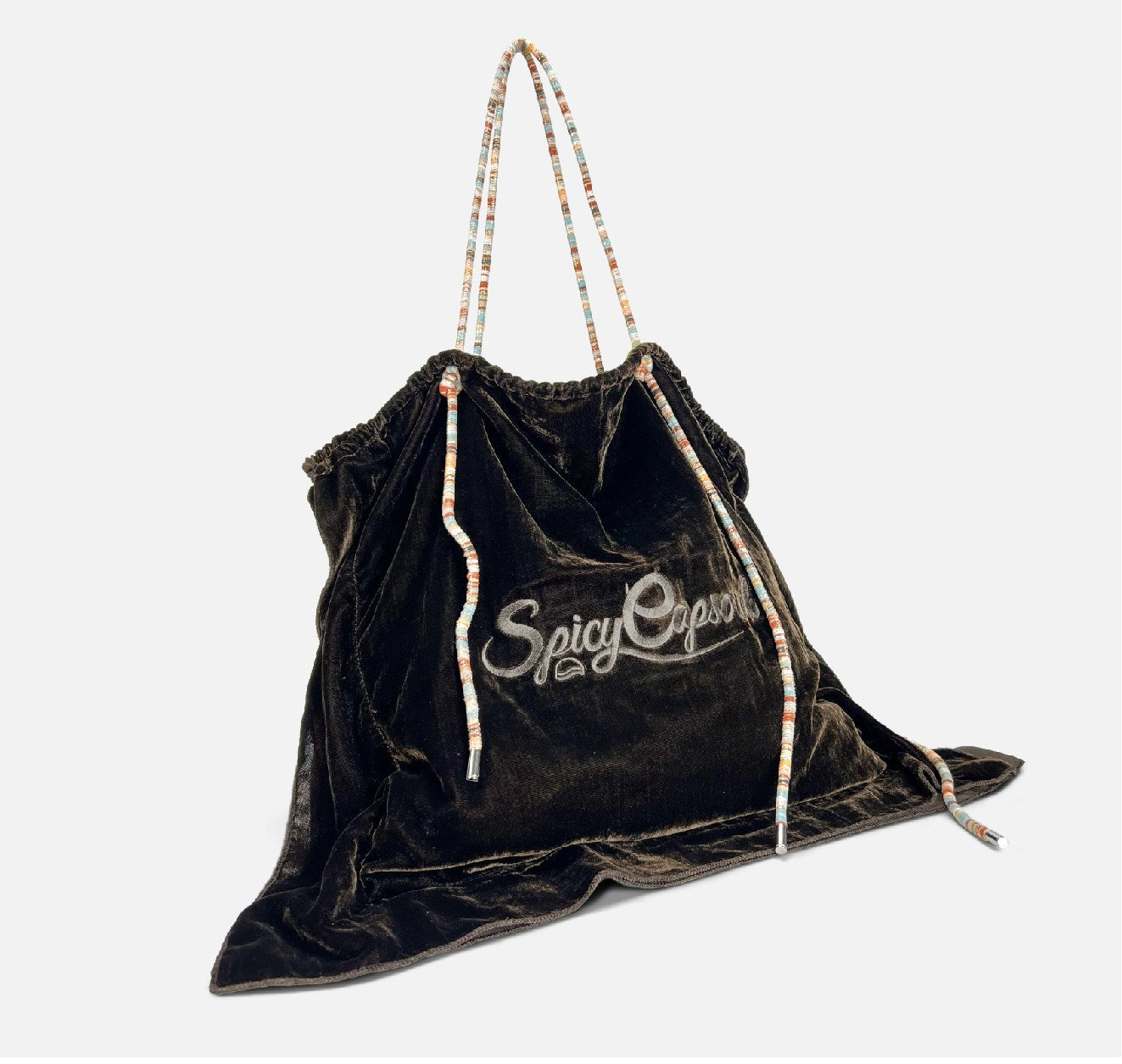 Artisanal Silk Velvet Slouchy Tote - Emerald Lagoon