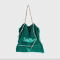 Artisanal Silk Velvet Slouchy Tote - Emerald Lagoon