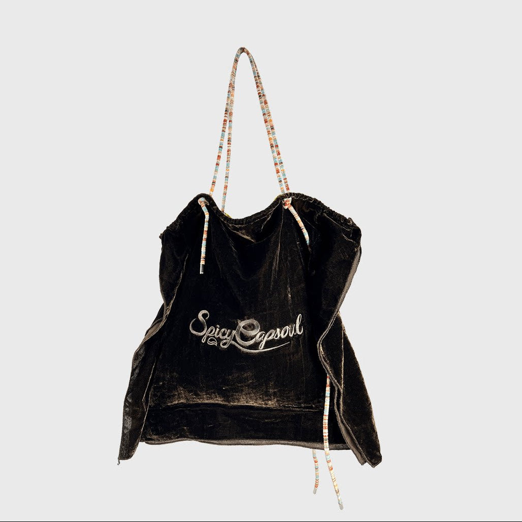 Artisanal Silk Velvet Slouchy Tote - Emerald Lagoon
