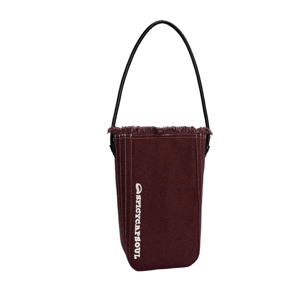 Salt Tassel Canvas Bucket Bag - Berry Red